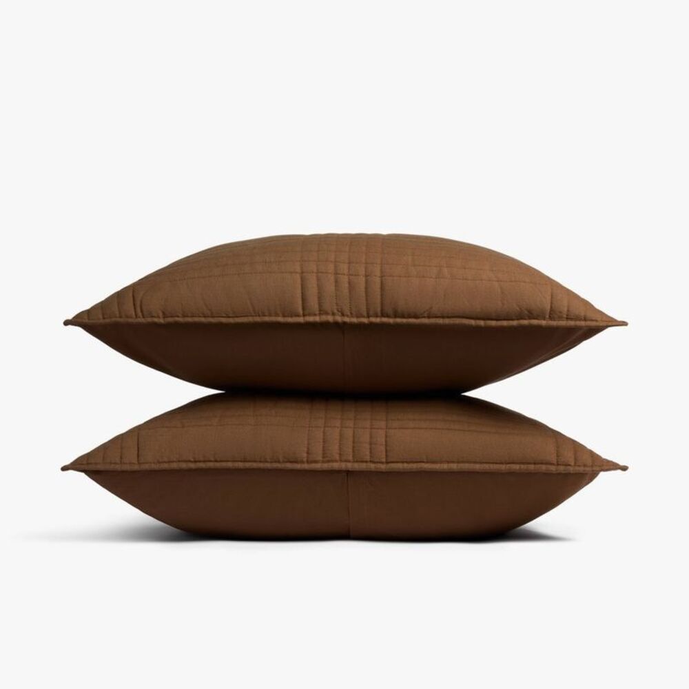 King Relaxed Linen Quilted Sham Set Pecan - Parachute